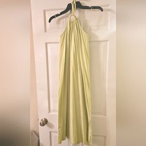 Halter Style Dress Swimsuit Cover Women Size S Lime Green BuiltIn Shelf Bra Midi